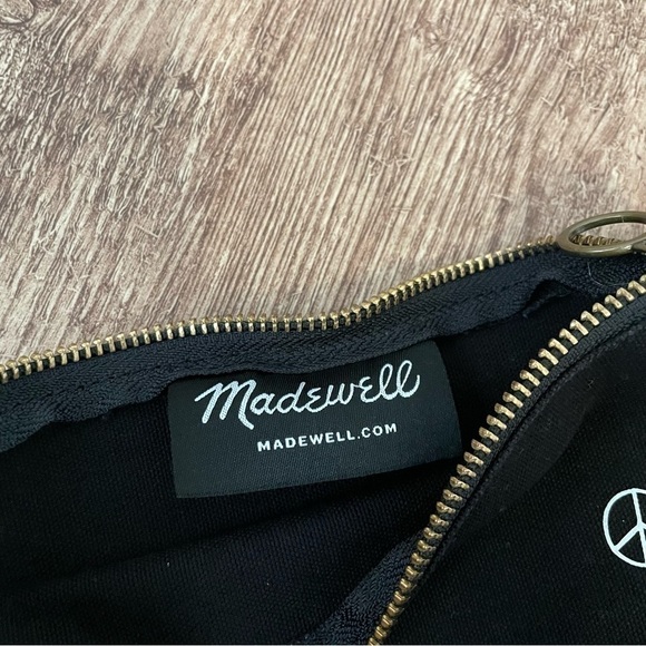 Madewell Black Female Symbol and Peace Sign Printed Canvas Cosmetic Pouch - Picture 2 of 2